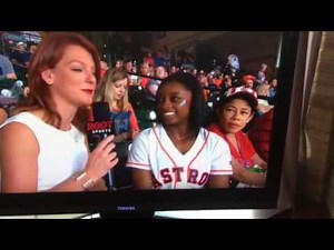 World Class Gymnast Simone Biles throws out first pitch at Astros game
