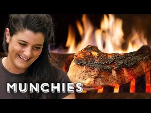 Pork Chops and Pizzas Cooked With Open Fire at Marta