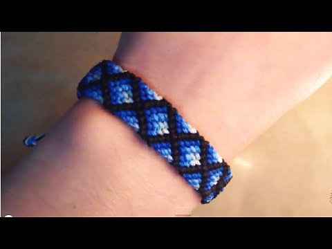 Tutorial pulsera de hilo ➢ Macrame // Modelo diamantes con relleno