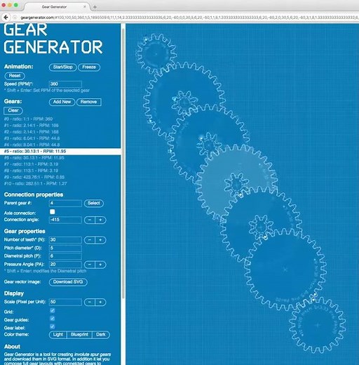 Gear ratio simulator (GearGenerator)