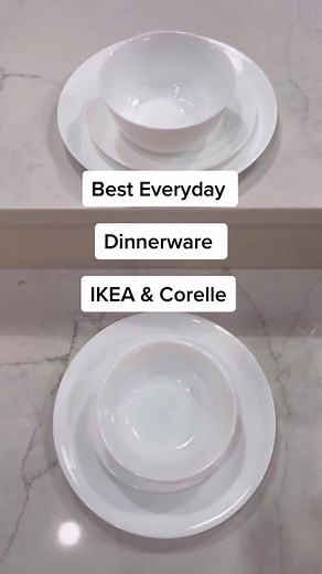 In our home, we use everyday dinnerware in our kitchen from IKEA and the unbreakable Corelle line🤫😎! #fyp #momsoftiktok #kitchentok #white #ikeatok #familydinner #corelle #dinnerware #dishes #Walmart