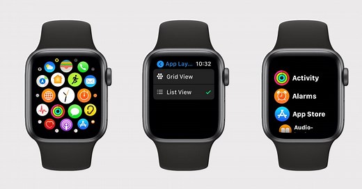 How to change home screen app layout to list view or grid view in watchOS 7 - 9to5Mac