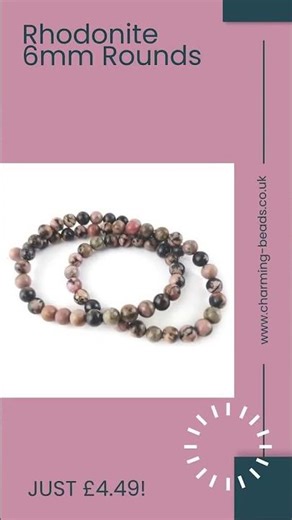 Pink/Black Rhodonite Beads Plain Round 6mm Strand Of 60+