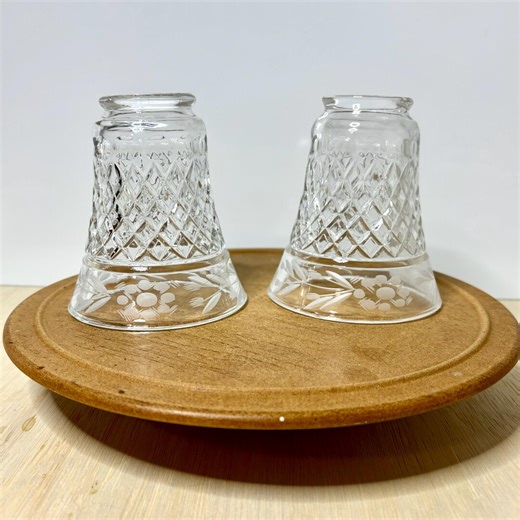 Vintage Pressed Glass Bell Lamp Shades, Diamond Pattern Set of 2 - Etsy