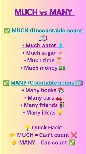 Difference Between Many and Much Explained Simply #vocabulary #spokenenglish #EnglishGrammarTips