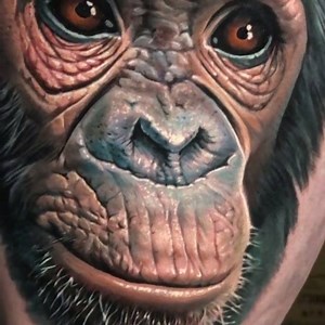 Cute monkey face by Evan Olin, traveling artist 🐒 #TATTOODO | Tattoodo