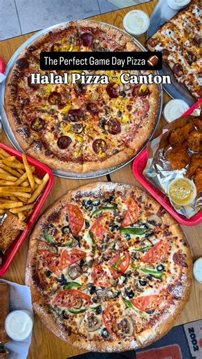Halal Pizza | 📍Canton Twp, MI If you haven’t tried halal pizza, you’re seriously missing out! They’ve been serving Detroit since 2005, and when they opened their Canton location about a year ago it was game over. Their wings are some of the best I’ve ever had. Their pizza is unreal with options like the classic round or the deep dish, both loaded with that signature flavor that keeps you coming back. They also have calzones, subs, and so much more, all at great prices and made fresh. With footb