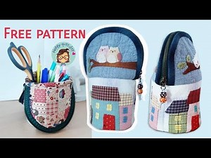 standing pencil case | pencil pouch | quilt bag | free pattern