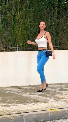 I went out again today wearing new blue jeans #style #highheels #walking