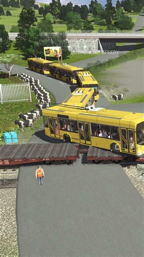 Kereta Api Lewat Di Kejar 5 Bus Kuning #railtrack #railroad #railway #indianrailways #train