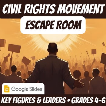Civil Rights Movement Key Figures Escape Room | Digital History Activity No Prep