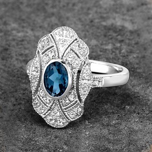 London Blue Topaz Ring, Genuine London Blue Topaz Classic Style Silver Ring for Women, Blue Topaz Oval Gemstone December Birthstone Ring - Etsy