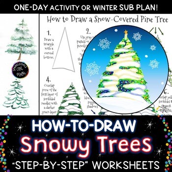 Snowy Christmas Trees Drawing Lesson Winter Art Project Grades 5–9 Middle School