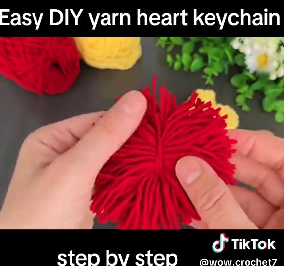 Fácil llavero en forma de corazón con hilo