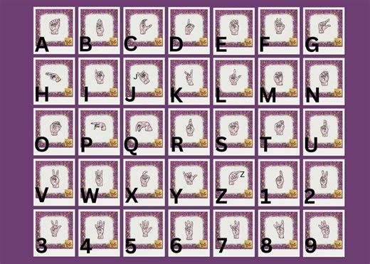 Easter Bunny America Sign Language Alphabet and Numbers Set (Digital Download)