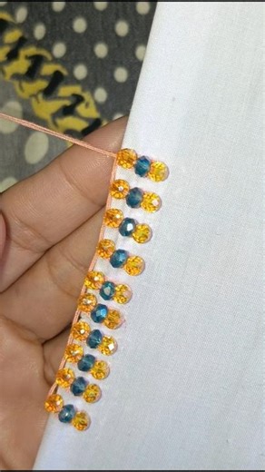 Trending bead border hand embroidery tutorial #embroidery #handembroidery #beginnersstitch #handwork