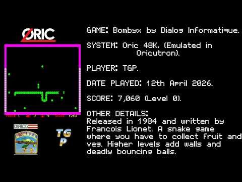 Bombyx - Dialog Informatique - Oric Atmos 48K - Emulated (Oricutron) - Level 0 - 7,060 points.