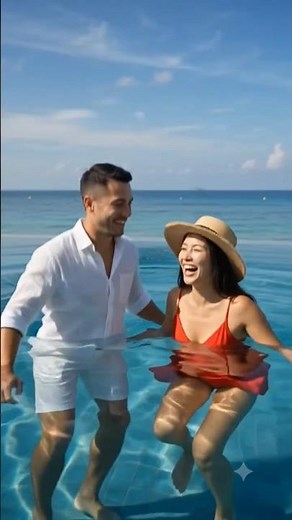 Newly Married Couple's Dream Honeymoon ❤️🌴 Romantic Pool & Beach Love Story 💍✨ #Shorts