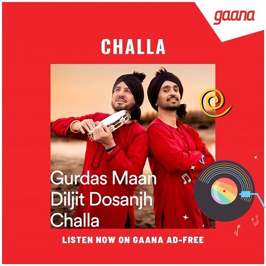 Hit play to listen to sizzling new single ‘Challa’ by @gurdasmaanjeeyo and #DiljitDosanjh on Gaana, ad-free! 🎵 #challa #newrelease #diljitdosanjh #gurdasmaan #punjabisongs #tuesdayvibes | Gaana