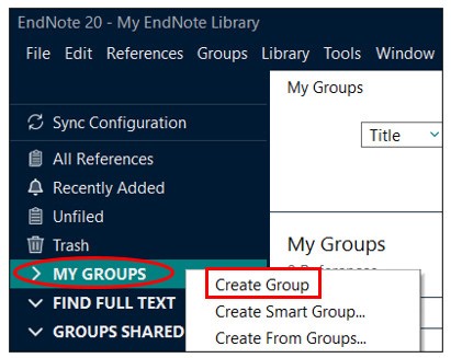SIT Library Guides: EndNote Guide / APA Referencing Guide: Using groups