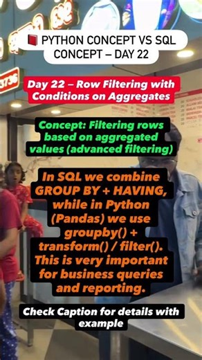 Day 22 — Row Filtering with Conditions on Aggregates | Filtering rows based on aggregated values