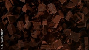 Super Slow Motion Shot of Exploding Chocolate Chunks at 1000fps. Filmed on High Speed Cinema Camera.