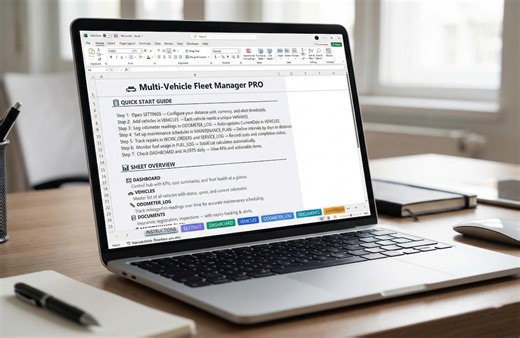 Fleet Manager Excel Template   Google Sheets | Maintenance Alerts   Odometer Log (digital) - Etsy UK
