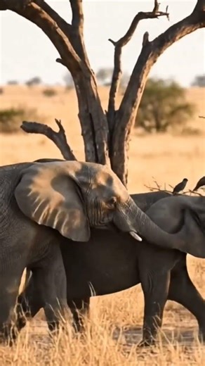 Just two baby elephants playing while the savannah listens #youtubeshorts