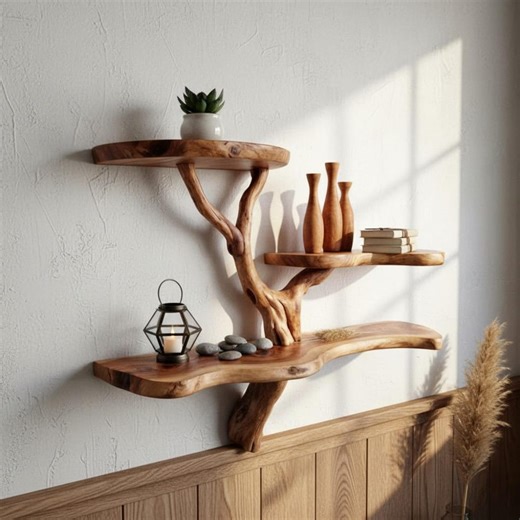 Tree Bookshelf Made of Solid Wood, Wooden Tree Bookcase for Wall, Rustic Handmade Bookshelf for Nursery, Living Room and Home Decor - Etsy