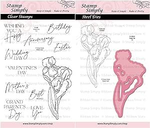Clear Stamps - Happy Day Iris and Die Bundle - Flower Stamp (2-Pack) 4x6 Sheets - 12 Pieces