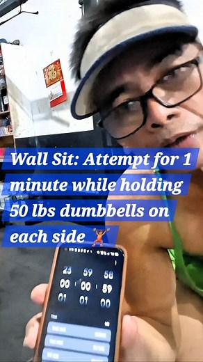 Trying out the weighted wall sit challenge! 🔥 This exercise is killer for building quad and core strength. Aiming for 1 minute with 50 lbs dumbbells – wish me luck! 🏋🏽 How long can you hold a wall sit? Let me know in the comments! 👇 #WeightedWallSit #StrengthTraining #FitnessChallenge | Workout Warriors