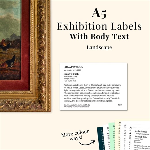 Printable A5 Landscape Art Exhibition Label With Text Customizable Digital Template for Gallery - Etsy
