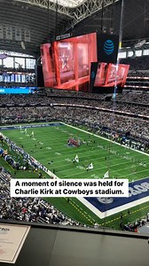 A moment of silence was held at the #Cowboys #Giants game at AT&T stadium for Charlie Kirk. #Nfl #football. #sports | Josina Anderson