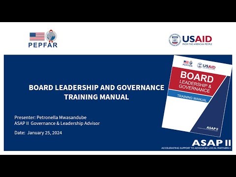 Board Leadership and Governance Training Manual Webinar Part 1