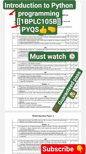 Introduction to Python programming [[ 1BPLC105B ]] PYQS #previoupapers #vtu #karnataka #india #like