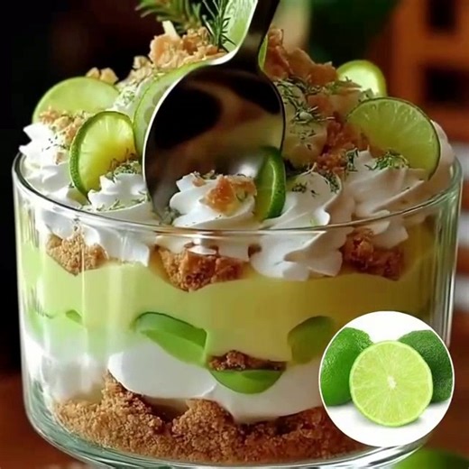 Key Lime Pie Trifle 🍋🍰🍧😋 This Key Lime Pie Trifle is a bright, creamy, no-bake dessert that captures all the tangy sweetness of classic key lime pie - layered beautifully for extra texture and flavor. Light, refreshing, and perfect for gatherings, it’s a guaranteed crowd-pleaser. Ingredients 1 package (8 oz) cream cheese, softened 1 can (14 oz) sweetened condensed milk ½ cup freshly squeezed lime juice Zest of 2 limes 1 teaspoon vanilla extract 1 cup heavy cream 2 tablespoons powdered sugar 
