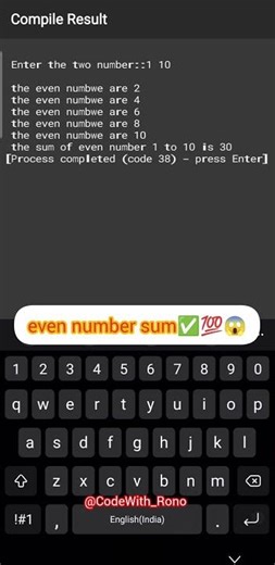 n to m even numbers sum✅️💯😱#youtubeshorts #coding #clanguage #programminglanguage #song