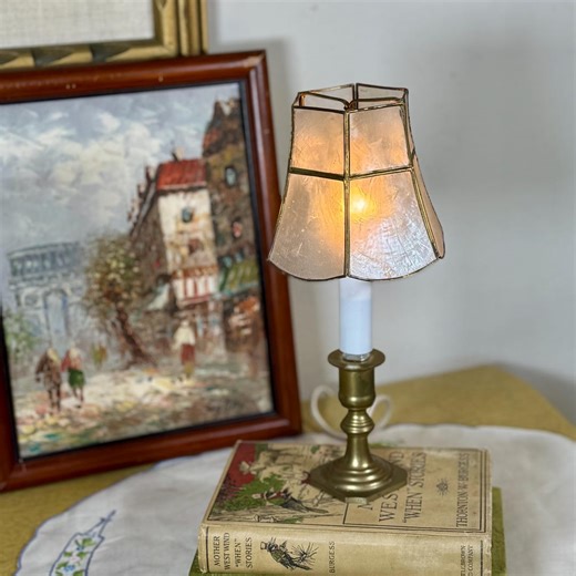 Vintage Brass Candlestick Lamp With Capiz Shell Shade - Etsy