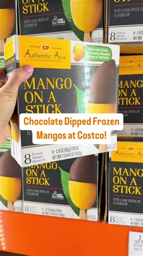 Frozen mango dipped in chocolate at Costco!