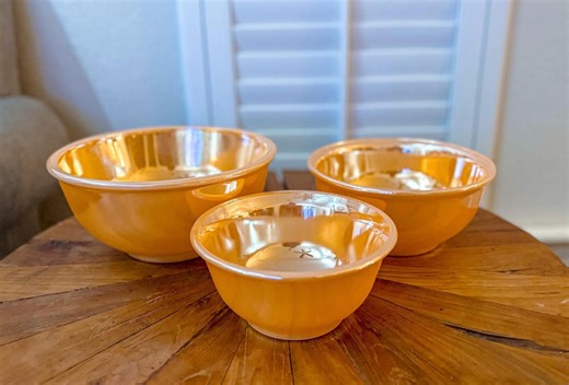 Vintage Termocrisa Peach Luster Mixing Bowls Set of 3 - Etsy