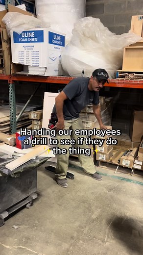 Conducted an experiment today to see if the Trim Tech employees do *the thing* when we hand them a drill #drillthing #cabinetmakers #builders #buildersofchicago #tools #employees #happyfriday