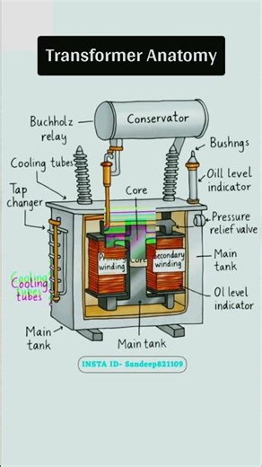 🟢Decoding Transformer Anatomy 💡🔌​#shorts #PowerSystems #ElectricalEngineering #Electrician
