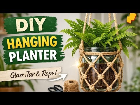 🪴DIY Hanging Planter from Glass Jar🪴