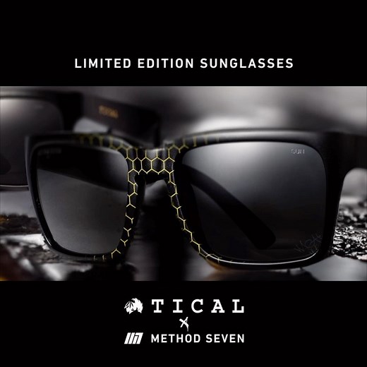 Pass it over here…TICAL Limited Edition Sunglasses are here for summer. Method Man approved, with a honeycomb killer bee fade. 🐝🕶️ Available in various frames & colors. | Method Seven