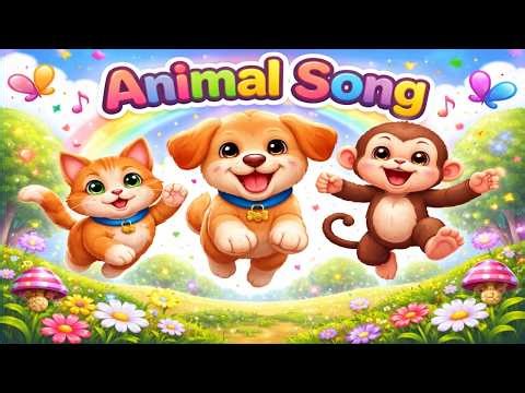 New Dog, Cat & Monkey Song 🐶🐱🐒 | Woof Meow & Five Little Monkeys | Animal Songs for Kids & Toddlers