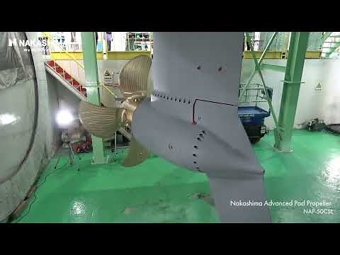 Factory testing of azimuth pod propulsion system for ships from Nakashima Propeller of Japan