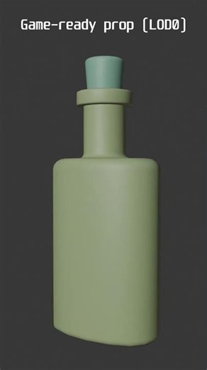 Low Poly Bottle (1.4k Tris) | Clean Topology | Blender 3D