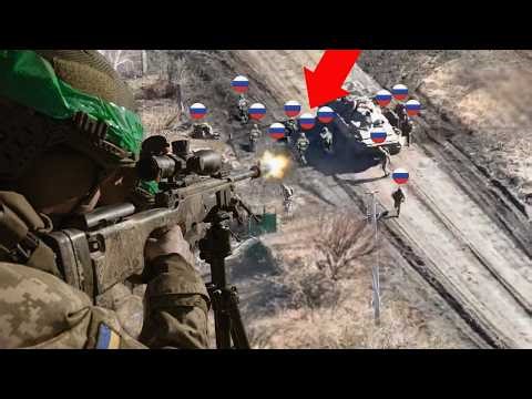 Ukrainian Brigade Azov Snipers Strike Russian Command During While Getting Out Vehicles