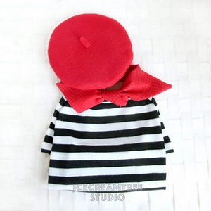 French Look Outfit Set - Pet Beret Hat, Red Scarf, Black White Striped T-shirt, Cat Beret Set, Dog Beret Set, Doll Sized, Halloween Costume - Etsy