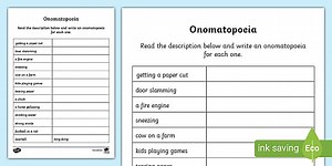 Onomatopoeia Worksheet